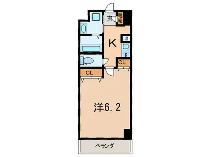 ポコアポコ芦屋(1K/5階)の間取り写真