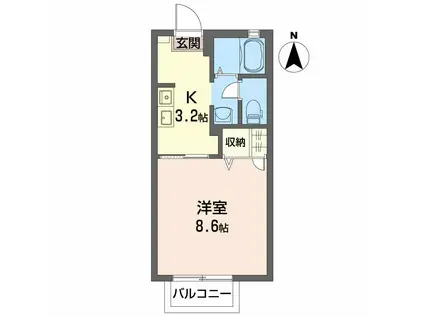 ディアス久保田(1K/2階)の間取り写真