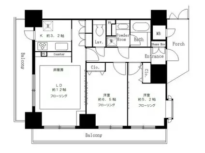 サンクレール荒川ブランガーデン(2LDK/8階)の間取り写真
