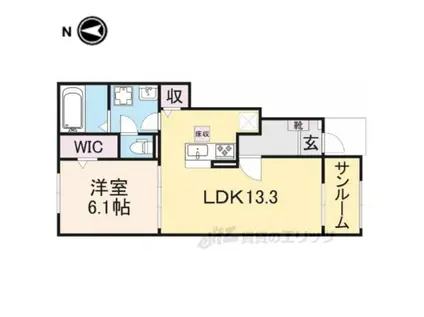 アイルーⅡ(1LDK/1階)の間取り写真