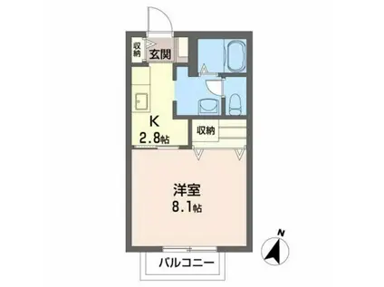 シャーメゾンパウパウ(1K/2階)の間取り写真