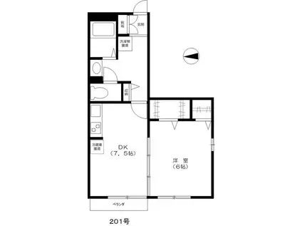 サンライズ花澤台(1DK/2階)の間取り写真