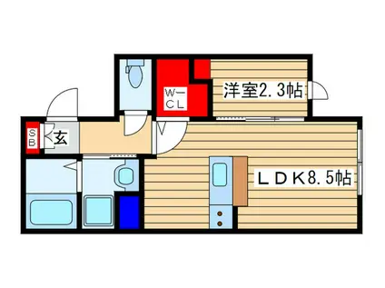 TWEEDIA(1LDK/2階)の間取り写真
