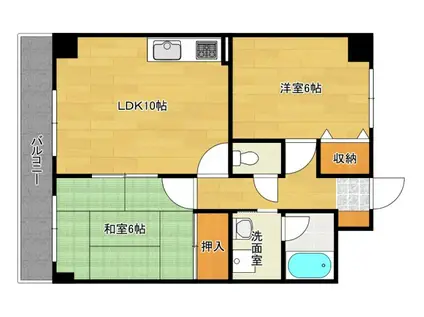 グラビスコート福本(2LDK/4階)の間取り写真