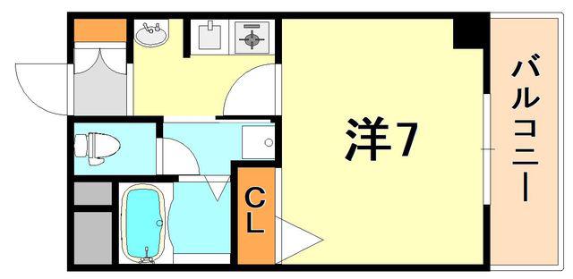 プレサンス神戸みなと元町(1K/7階)の間取り写真
