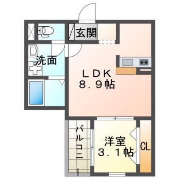 FSTYLE藤井寺道明寺1号館(1LDK/1階)の間取り写真