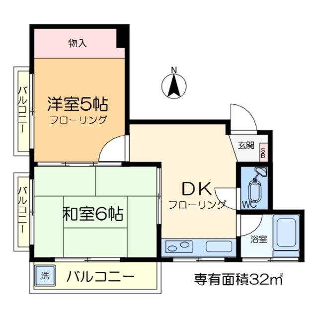 今田ビル(2DK/2階)の間取り写真