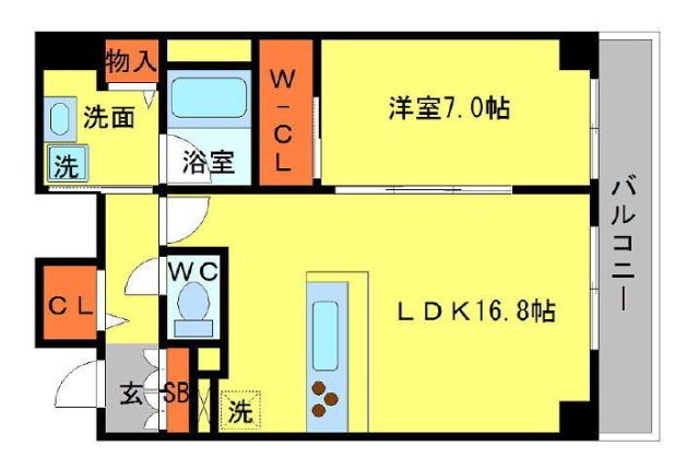 BRAVI南堀江(1LDK/12階)の間取り写真