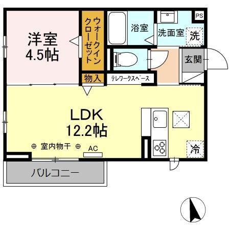 ウィステリアムーン(1LDK/1階)の間取り写真