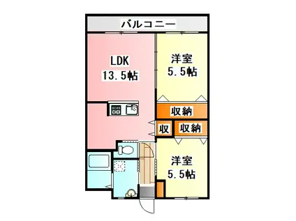 ライフステージ太郎丸(2LDK/2階)の間取り写真