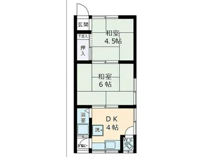 鵯越アパート(2DK/2階)の間取り写真