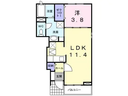 スターリングハイツ(1LDK/1階)の間取り写真