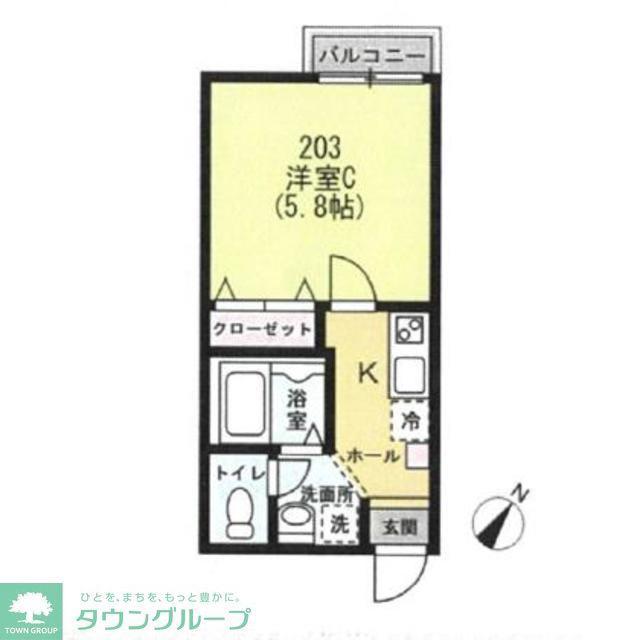 RMK川越(1K/2階)の間取り写真