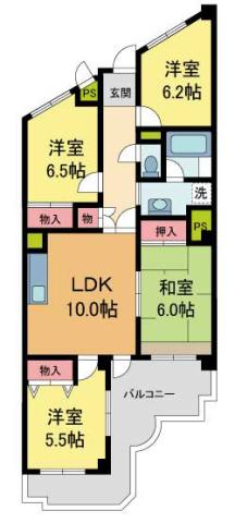 夙川リンデンハイム(4LDK/1階)の間取り写真
