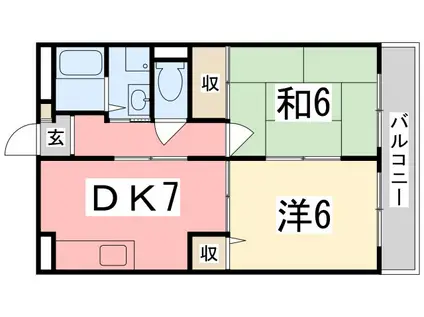 ライフタウン(2DK/1階)の間取り写真