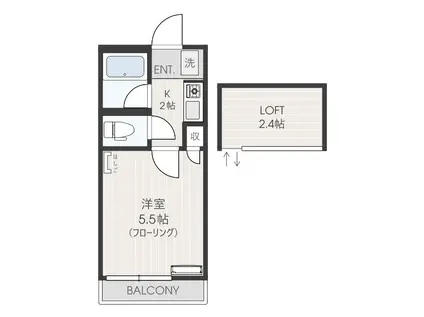 ル・プティモント(1K/2階)の間取り写真