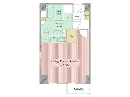 ミュプレ矢場町(ワンルーム/4階)の間取り写真