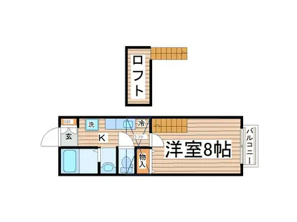 ウエストキャッスル河原町(1K/2階)の間取り写真