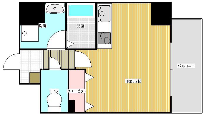 アレーヌコート新瑞橋(ワンルーム/8階)の間取り写真