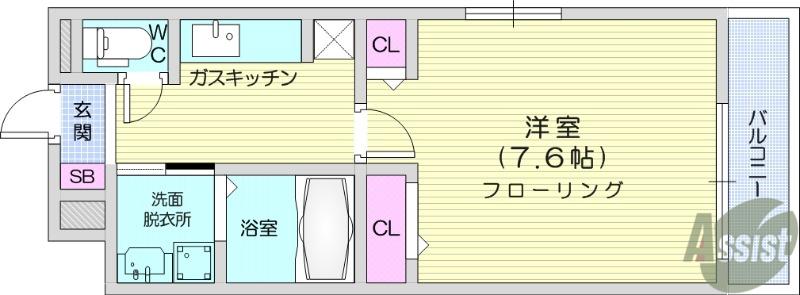 アリエッタ福室M(1K/3階)の間取り写真