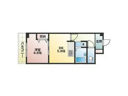 札幌パークガーデン(1DK/4階)の間取り写真