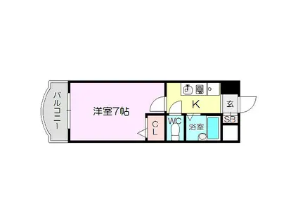 ノルデンハイム小松(1K/4階)の間取り写真