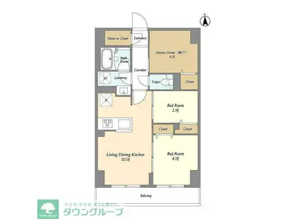 ドゥーエ尾久(2SLDK/7階)の間取り写真