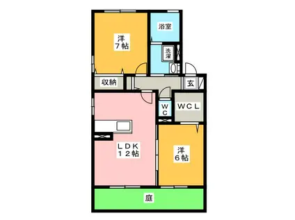 フルール(2LDK/1階)の間取り写真