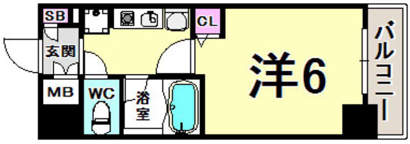 エステムコート神戸・県庁前(1K/6階)の間取り写真