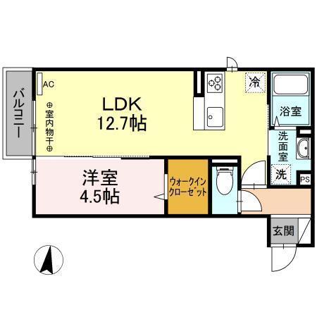 JR東北本線 花巻駅 徒歩4分 2階建 築5年(1LDK/2階)の間取り写真