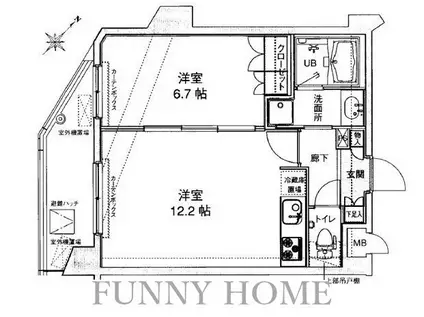 ドルチェ千歳船橋(1LDK/6階)の間取り写真