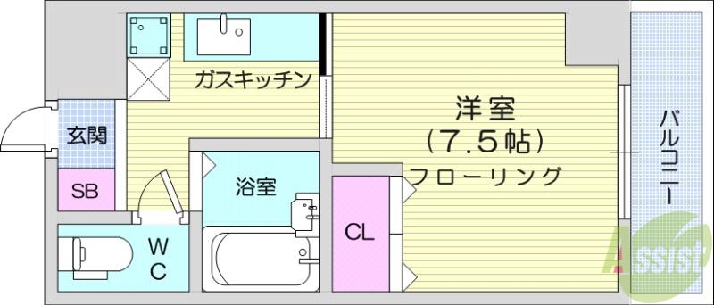 旭コンフォート中田(1K/3階)の間取り写真