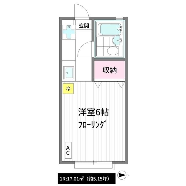 グリーンハイツBC棟(ワンルーム/1階)の間取り写真