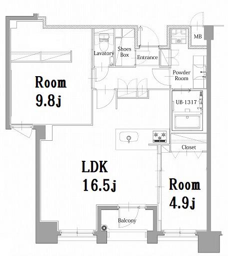エンクレスト呉服町(2LDK/13階)の間取り写真