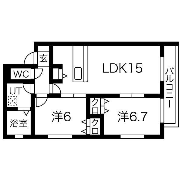 PLUTO OZONE(2LDK/1階)の間取り写真