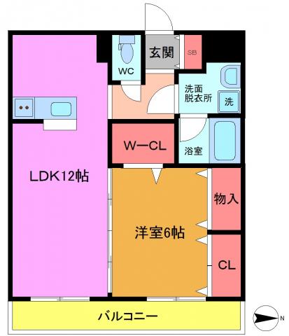 ニューライフ津田沼東(1LDK/2階)の間取り写真