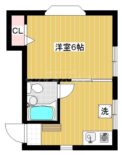 Tフラット(1K/2階)の間取り写真