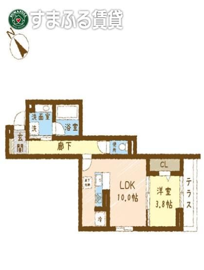 JR東海道本線 安城駅 徒歩5分 3階建 築1年(1LDK/1階)の間取り写真