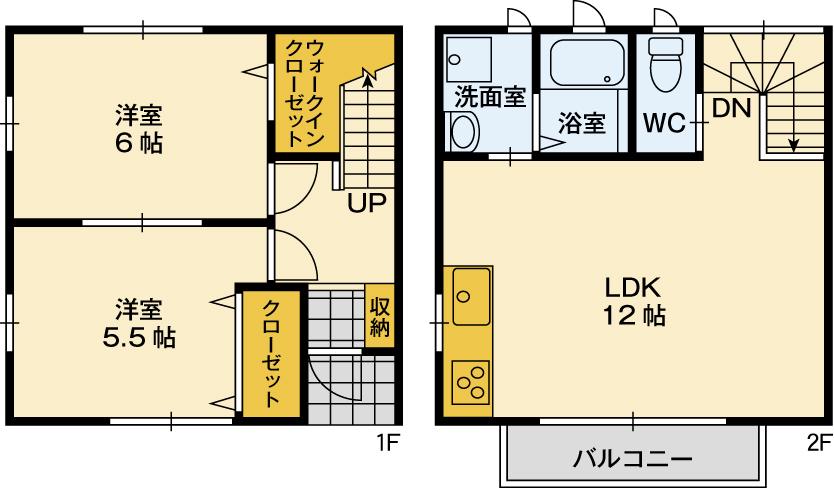 COCOテラス向花(2LDK/1階)の間取り写真