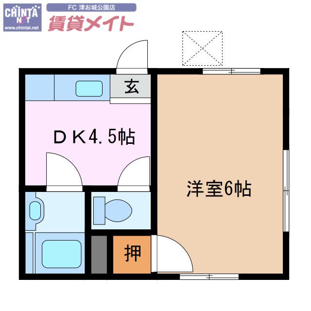 コーポグリーン(1DK/2階)の間取り写真