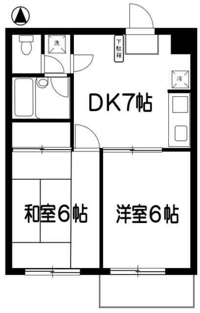 武蔵ハイツI(2DK/1階)の間取り写真