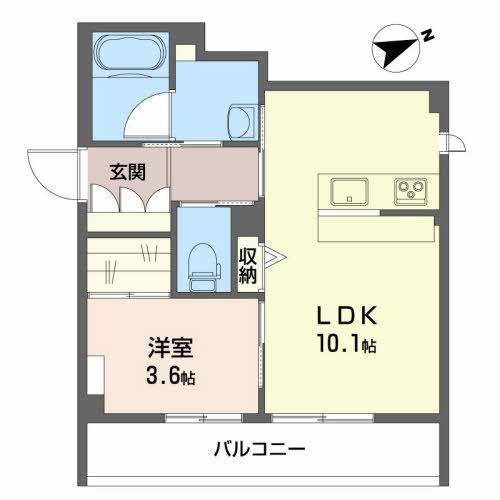 ヴェルデ磯部(1LDK/3階)の間取り写真