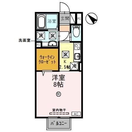 サンライブD(1K/2階)の間取り写真