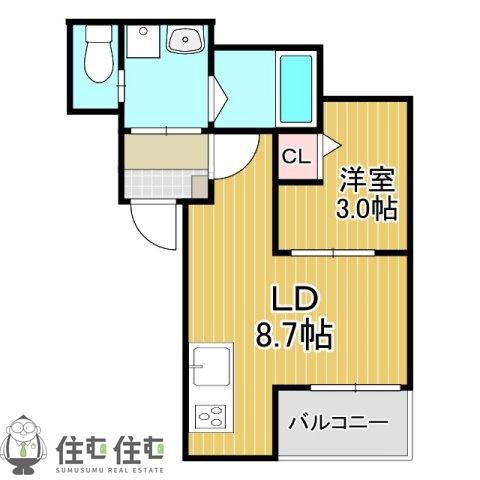 JACK MIYUKIHOMMACHII(1LDK/1階)の間取り写真