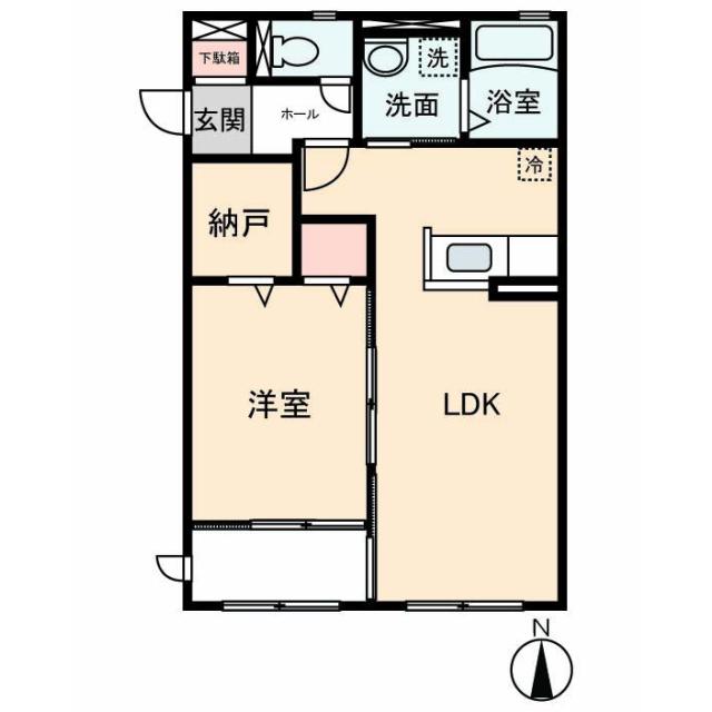 GRACIEUSE橘(1LDK/1階)の間取り写真