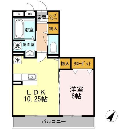 マグノリア湘南台(1LDK/2階)の間取り写真