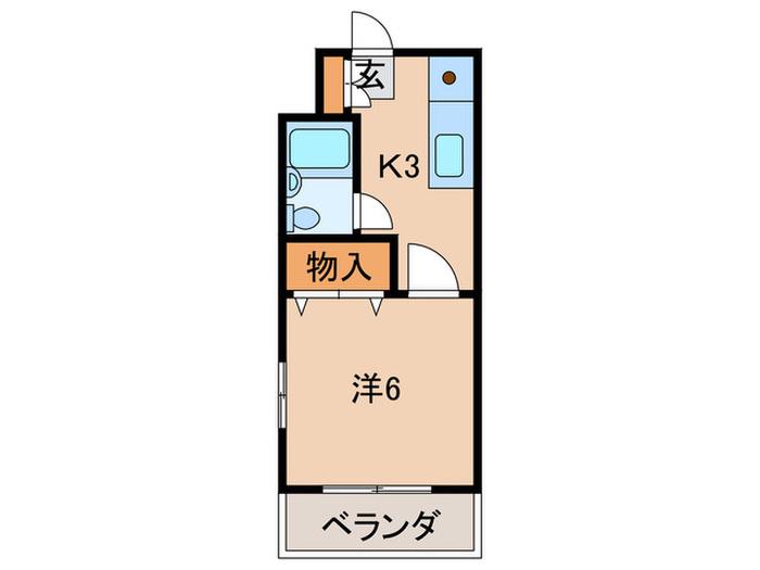 クラモトハイツ(1K/2階)の間取り写真