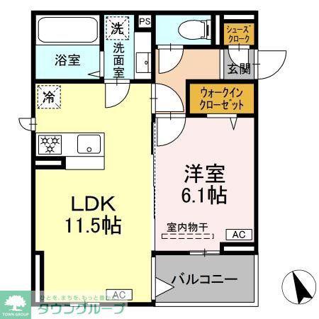 アリエム(1LDK/2階)の間取り写真