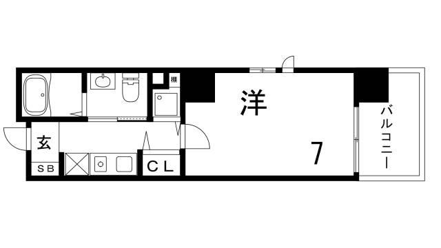 エトワール灘(1K/5階)の間取り写真
