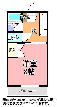 コーポチェリーヒル B(1K/1階)の間取り写真